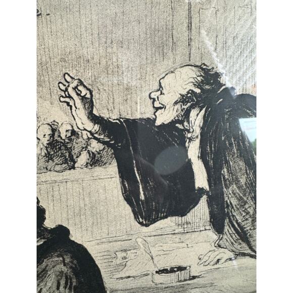 Antique Honore Daumier Signed Framed Lithograph Le Bon Argument 1850s 287/500 - Picture 6 of 12